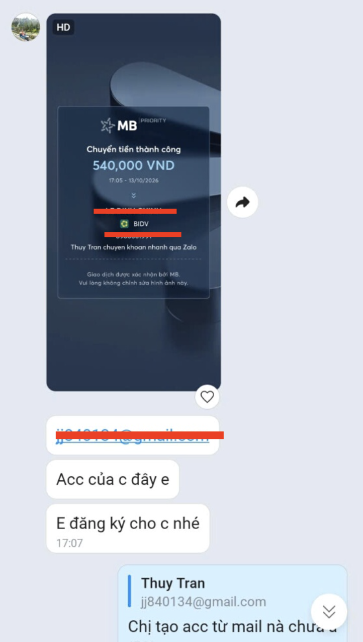 Khách hàng MB Bank chuyển khoản